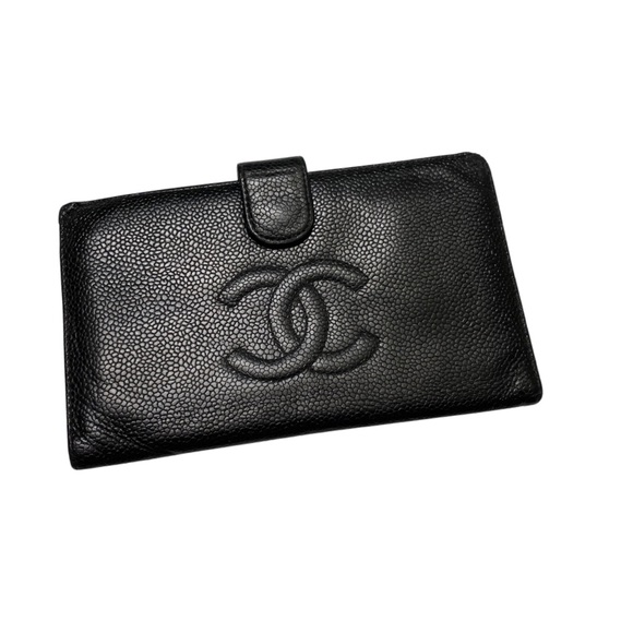 CHANEL Handbags - Chanel Black Caviar Leather wallet clutch